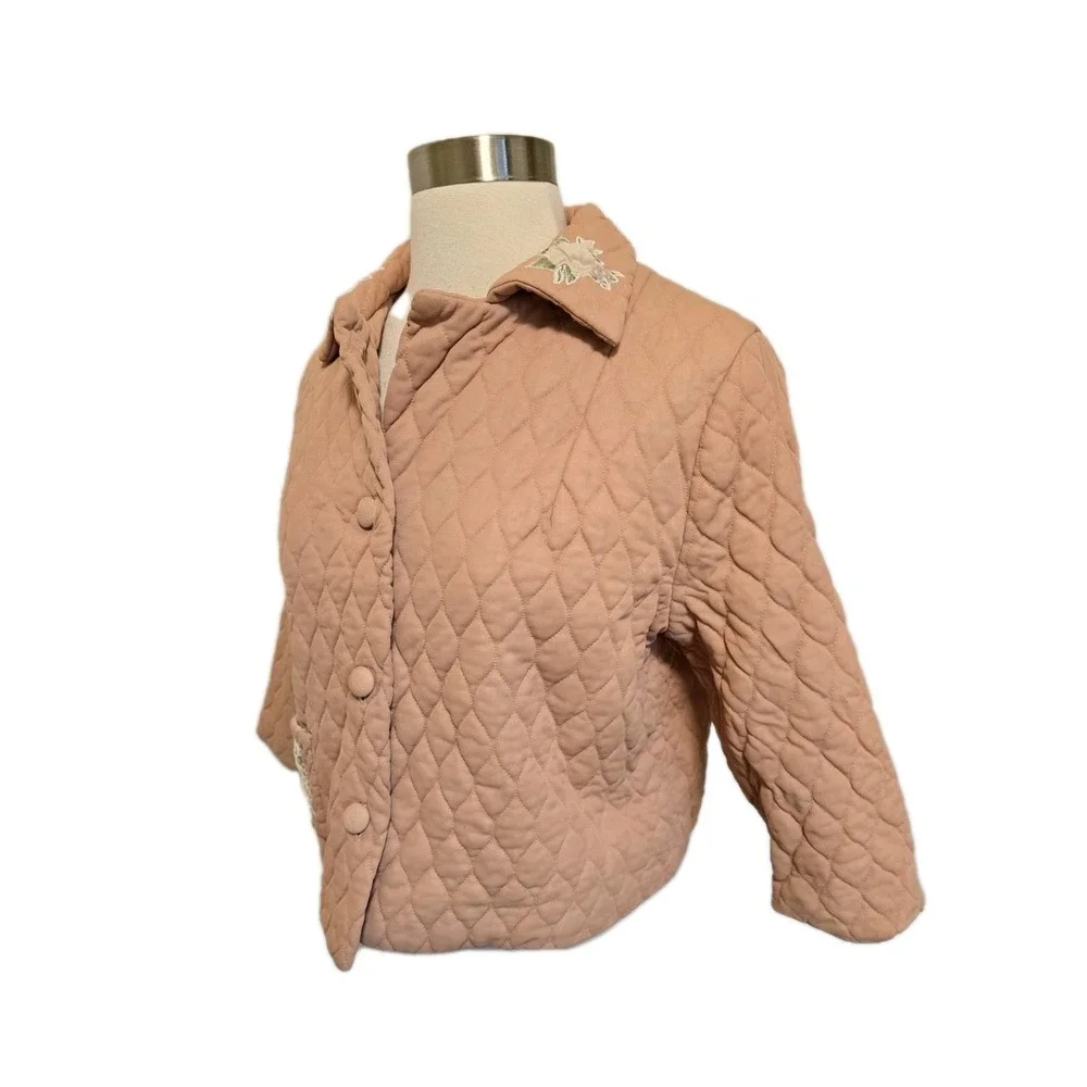 1950s Vintage Womens Crop Jacket Quilted Floral‎ Applique